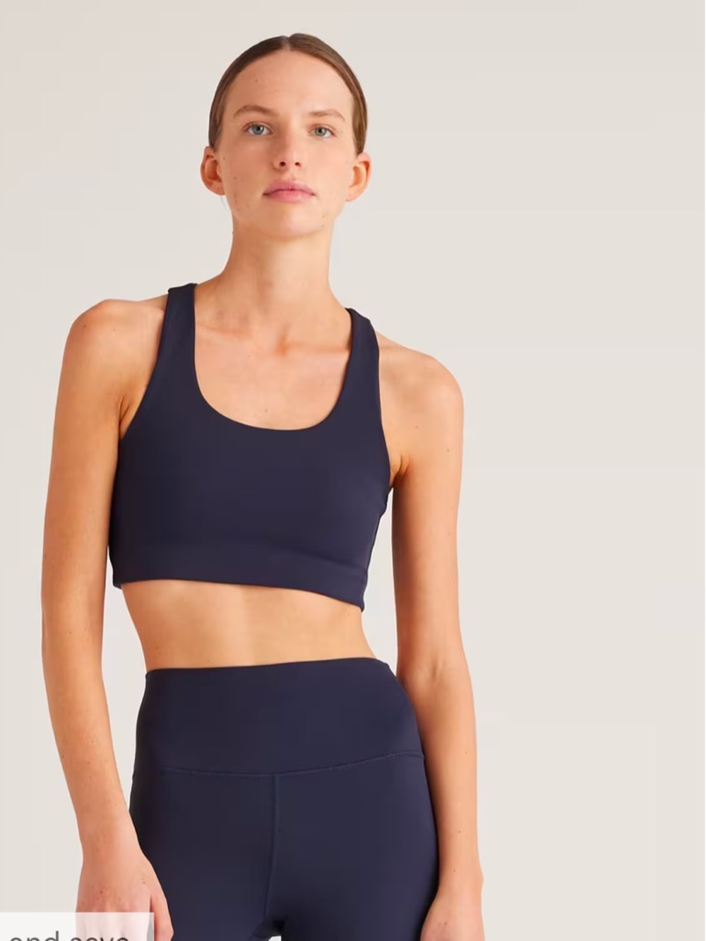 Quince Ultra Form Scoop Neck Longline Bra Sz L Navy Blue New - Picture 1 of 2